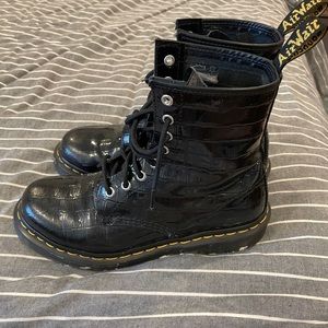 Black Croc Embossed Doc Martens